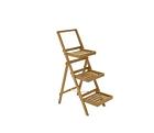 021v002286868000 Linon Foldable Brown Plant Stand With Storage Shelves Wooden Flowerpot