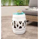 0425 Whites Ceramic Garden Stool Indoor Outdoor Home Yard 0708630492751