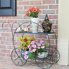 0568 Flower Holder Pot Garden Plant Cart Metal Stand Decorative Planter Two Tiered 793889300568