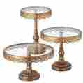 110539 Cbk Cake Stands 3 Piece Round Pedestal Stand Set Color Gold 738449321027