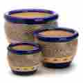 13368 Gifts Decor Cobalt Planters 3pc Ceramic Garden Plant Flower Pot Set 817515010536