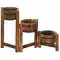 15113 Apple Barrel Ladder Planter Trio World Of Products Brown Fir Wood Metal Banding 3 Planters