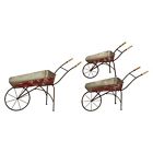 164162 Cbk Metal Piece Set Distressed Red Wheelbarrow Plant 738449141274