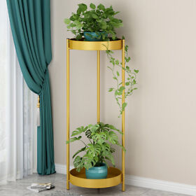Uus7412552 2 Layers Metal Flower Stand Pots Plant Display Shelves Rack Corner Planter