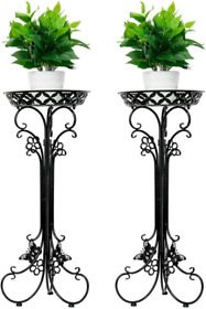 2 Pack Metal Potted Plant Stand Tall Flower Pot Stands Holder Indoor Outd