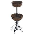 2 Tier Forge Planter Outdoor Plant Stand Flower Container Pot Baskets Yard Garden 745487005253
