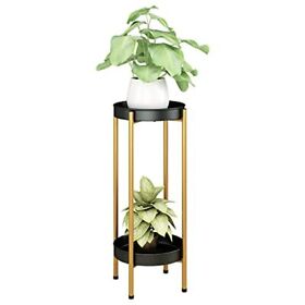 2 Tiers Iron Plant Stands Table Metal Corner Display Vase Stand Indoor