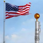 20 Ft Telescopic Aluminum Flagpole 3x5 Free Flag Ball Pole Top Kit Fly 2 Flags 640671070133