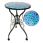 21450 Comfy Hour Blue Flower Glass Top Metal Art Flowerpot Holder