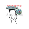21539 Comfy Hour Blue Peacock Glass Top Metal Art Flowerpot Holder