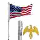 22flpfpt002-25-n Yescom 25 Telescopic Aluminum Flagpole W Eagle Gold Ball Pole Top Finial 3x5 Flag Kit 640671038263