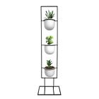 23bsp3 Bees Indoor Metal Vertical Plant Stand With White Ceramic Pots