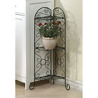 28128 Corner Plant Stand Antiqued Faux-verdigris Shelf New