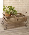 2860009 Afoyft Divided Plant Cart Holder Country Rustic Art Porch Patio