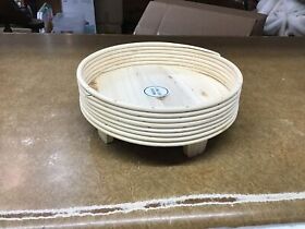 2x Bullseyes Playground Wooden Plant Stands Natural Fibers 4inch Tall X 8inch Round