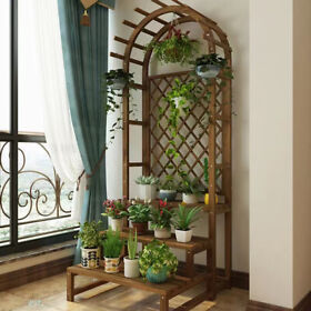Fbpbkyka0q 3 Tier Plant Stand Carbonized Wood Arch Flower Pot Holder For Climbing Hanging