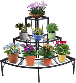 3 Tier Plant Stand Flower Pot Rack Quarter Round Corner Shelf