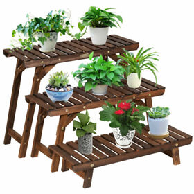 Gt3516 3 Tier Step Design Plant Stand Shelf Racks Freestanding Ladder Flower Pot