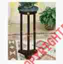 3315 Coaster Plant Stand Side Table Green Marble Top And Cherry Finish Wood Base