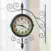 352739 Miles Kimball Double-sided Atomic Metal Scroll Grand Central Terminal Clock With Thermometer
