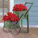35879 Unbranded Amish Style Double Tier Green Wood Christmas Planter Wagon