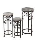 8055724 36123 Privilege Piece Round Iron Wood Plant Stands 805572361234