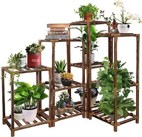 4 Pack 11 Tier Diy Plant Pots Stands Wood Corner Stand For Indoor Outdoor