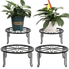 4 Pack Black Metal Potted Plant Stands For Indoor And Outdoor Plants 9.1 Inch
