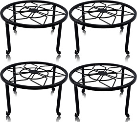 4 Pack Metal Plant Stands For Flower Pot Heavy Duty Black Iron Potted Stand Hol