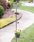 420090 Colonial Tin Classic Welcome Garden Stake With Planter 801106177715