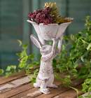 420102 Colonial Tin Rabbit With Flower Bird Feeder Dish 801106177838