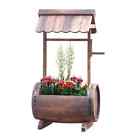 4791 Wooden Wishing Well Planter Barrel Stand Garden Outdoor Flower Rustic Landscape 797454304791