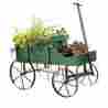 48720 Collections Etc Garden Wagon Planter Cart Yard Lawn Trailer Outdoor Utility Decorative Green 0793052148720