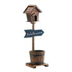 4933593117137 Yard Garden Cor Birdhouse Welcome Sign Rustic Barrel