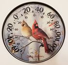 53147 Acurite Vtg James Hautman Round Thermometer Cardinals In Birch Tree