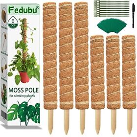 6 Pcs Moss Pole Plant Support 15.7 Inch And 12 Coir Poles