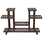 Whof1188 6 Tier Wood Shelf Mobile Plant Stand