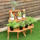 61805 Wood Corner Plant Stand Garden Decor Tier Ladder 804029961805
