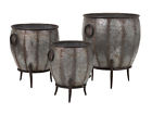 65241-3 Imax Set Of 3 Modern Style Mureilene Galvanized Planters Patio Decor 784185652413