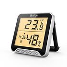663862505979 Knifun Indoor Thermometer Hygrometer Clock Temperature Humidity Monitor