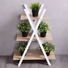 689530942853 Unbranded Shaped Wood Ladder Shelves Tier Storage Book
