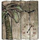 71589042996 Taylor Palm Tree Poly Resin Clock With Thermometer