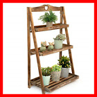 753318528284 Rustic Tier Freestanding Folding Foldable Decorative Wo Brown