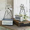 801106183525 Unbranded Country New Windmill Planters In Distressed Tin