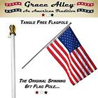 813083000160 Grace Alley Flag Pole Tangle Free Spinning Flagpole Residential 6ft White