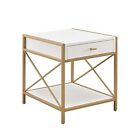 9206-wtgl Claudette One Drawer Mixed Metal And Wood With Shelf Side Table