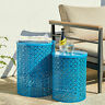 941327159085 Glitzhome Set Of Metal Blue Planter Stand Patio
