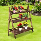94612 Tier Wooden Ladder Plant Stand Fir Wood Natural 751125994612