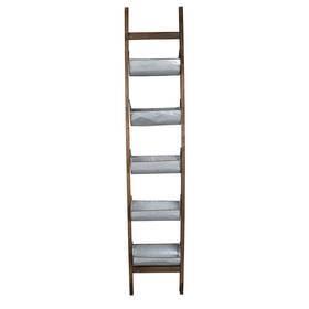 A And B Home 805845412090 A&b Silvertone Metal/wood Ladder Planter Grey