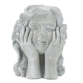 A&b Home 805845601807 Girl Statue Planter - 9 Inch X 8 11.5 Gray